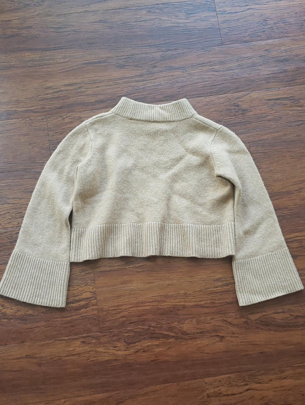 The Reset Cropped Mock Neck Camel Cashmere Wool Sweater Size XS Preppy Designer